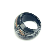 Handmade Glass Acrylic Ring Noir Silver Radiance Infinity Band