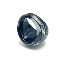 Handmade Glass Acrylic Ring Noir Silver Radiance Infinity Band