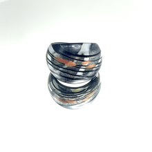 Handmade Glass Acrylic Ring Noir Silver Radiance Infinity Band