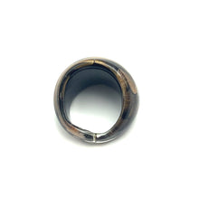 Handmade Glass Acrylic Ring Black Golden Sparkles Infinity Band