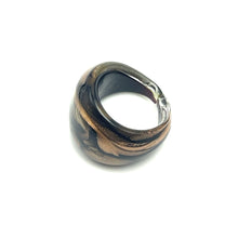 Handmade Glass Acrylic Ring Black Golden Sparkles Infinity Band