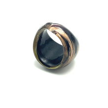 Handmade Glass Acrylic Ring Black Golden Sparkles Infinity Band