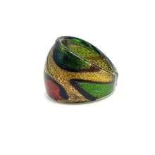 Handmade Glass Acrylic Ring Autumnal Golden Citrus Foliage Infinity Band