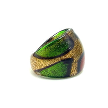 Handmade Glass Acrylic Ring Autumnal Golden Citrus Foliage Infinity Band