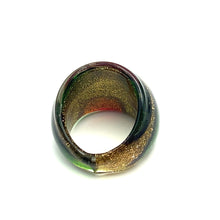 Handmade Glass Acrylic Ring Autumnal Golden Citrus Foliage Infinity Band