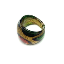 Handmade Glass Acrylic Ring Autumnal Golden Citrus Foliage Infinity Band