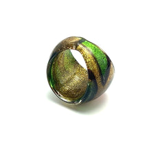 Handmade Glass Acrylic Ring Autumnal Golden Citrus Foliage Infinity Band