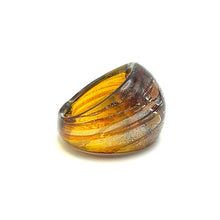 Handmade Glass Acrylic Ring Amber Radiance Silver Luster Infinity Band