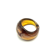 Handmade Glass Acrylic Ring Amber Radiance Silver Luster Infinity Band