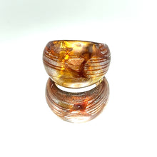 Handmade Glass Acrylic Ring Amber Radiance Silver Luster Infinity Band