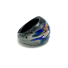 Handmade Glass Acrylic Ring Fusion Celestial Aqua Infinity Band