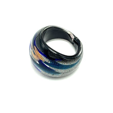 Handmade Glass Acrylic Ring Fusion Celestial Aqua Infinity Band