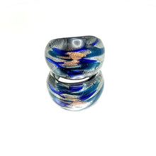 Handmade Glass Acrylic Ring Fusion Celestial Aqua Infinity Band