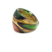 Handmade Glass Acrylic Ring Golden Autumnal Citrus Foliage Infinity Band