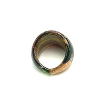 Handmade Glass Acrylic Ring Golden Autumnal Citrus Foliage Infinity Band