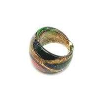 Handmade Glass Acrylic Ring Golden Autumnal Citrus Foliage Infinity Band