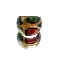 Handmade Glass Acrylic Ring Golden Autumnal Citrus Foliage Infinity Band