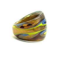 Handmade Glass Acrylic Ring Golden Arabesque Chromatic Infinity Band