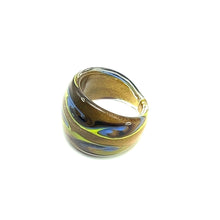 Handmade Glass Acrylic Ring Golden Arabesque Chromatic Infinity Band