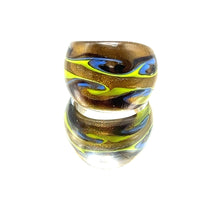 Handmade Glass Acrylic Ring Golden Arabesque Chromatic Infinity Band