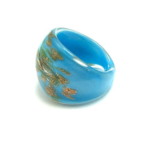 Handmade Glass Acrylic Ring Golden Azure Horizon Infinity Band