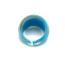 Handmade Glass Acrylic Ring Golden Azure Horizon Infinity Band