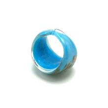 Handmade Glass Acrylic Ring Golden Azure Horizon Infinity Band