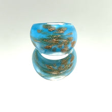 Handmade Glass Acrylic Ring Golden Azure Horizon Infinity Band