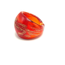 Handmade Glass Acrylic Ring Amber Glitter Brilliance Infinity Band