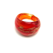 Handmade Glass Acrylic Ring Amber Glitter Brilliance Infinity Band