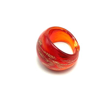 Handmade Glass Acrylic Ring Amber Glitter Brilliance Infinity Band