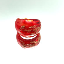 Handmade Glass Acrylic Ring Amber Glitter Brilliance Infinity Band