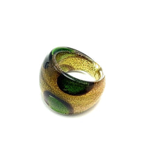 Handmade Glass Acrylic Ring Blossom Meadow Golden Infinity Band