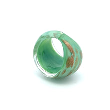 Handmade Glass Acrylic Ring Golden Mint Elegance Sparkled Infinity Band