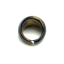 Handmade Glass Acrylic Ring Golden Navy Floral Elegant Infinity Band