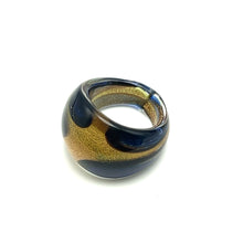 Handmade Glass Acrylic Ring Golden Navy Floral Elegant Infinity Band