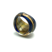 Handmade Glass Acrylic Ring Golden Navy Floral Elegant Infinity Band