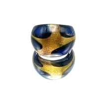 Handmade Glass Acrylic Ring Golden Navy Floral Elegant Infinity Band