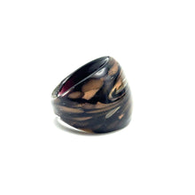 Handmade Glass Acrylic Ring Brown Galaxy Ray Black Crystal Infinity Band