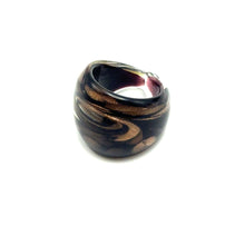 Handmade Glass Acrylic Ring Brown Galaxy Ray Black Crystal Infinity Band