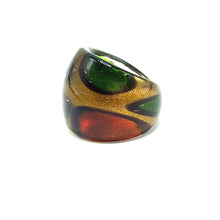 Handmade Glass Acrylic Ring Golden Citrus Foliage Autumn Infinity Band