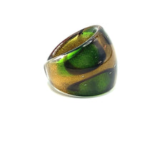 Handmade Glass Acrylic Ring Golden Citrus Foliage Autumn Infinity Band