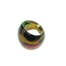 Handmade Glass Acrylic Ring Golden Citrus Foliage Autumn Infinity Band