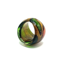 Handmade Glass Acrylic Ring Golden Citrus Foliage Autumn Infinity Band