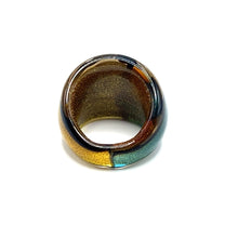 Handmade Glass Acrylic Ring Aqua Elegance Golden Fusion Infinity Band