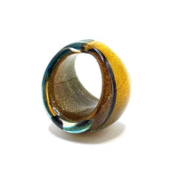 Handmade Glass Acrylic Ring Aqua Elegance Golden Fusion Infinity Band