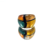 Handmade Glass Acrylic Ring Aqua Elegance Golden Fusion Infinity Band