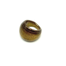 Handmade Glass Acrylic Ring Lumninescence Golden Glitter Infinity Band