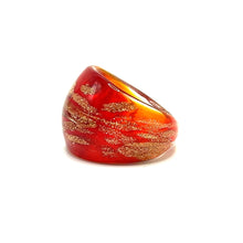 Handmade Glass Acrylic Ring Amber Luminous Brilliance Infinity Band