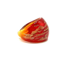 Handmade Glass Acrylic Ring Amber Luminous Brilliance Infinity Band